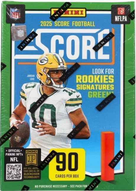 NEW 2025 SCORE Sealed Football Card Blaster Box, 90 Cards, Plus Mahomes Card-Sized Print