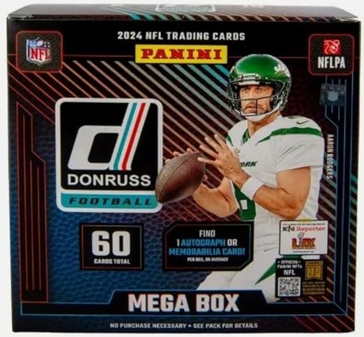 2024 Panini DONRUSS Football Card MEGA Box, 1 Autgoraph or Jersey Card Per Box - Plus Novelty Patrick Mahomes Card