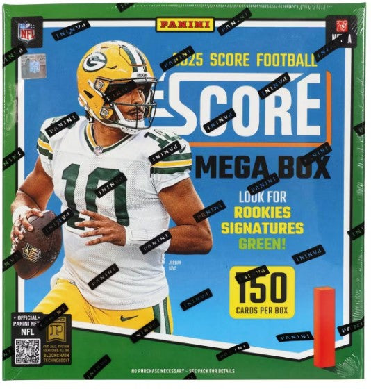2025 SCORE Sealed Football Card Huge MEGA Box, 150 Cards, Plus Mahomes Card-Sized Print