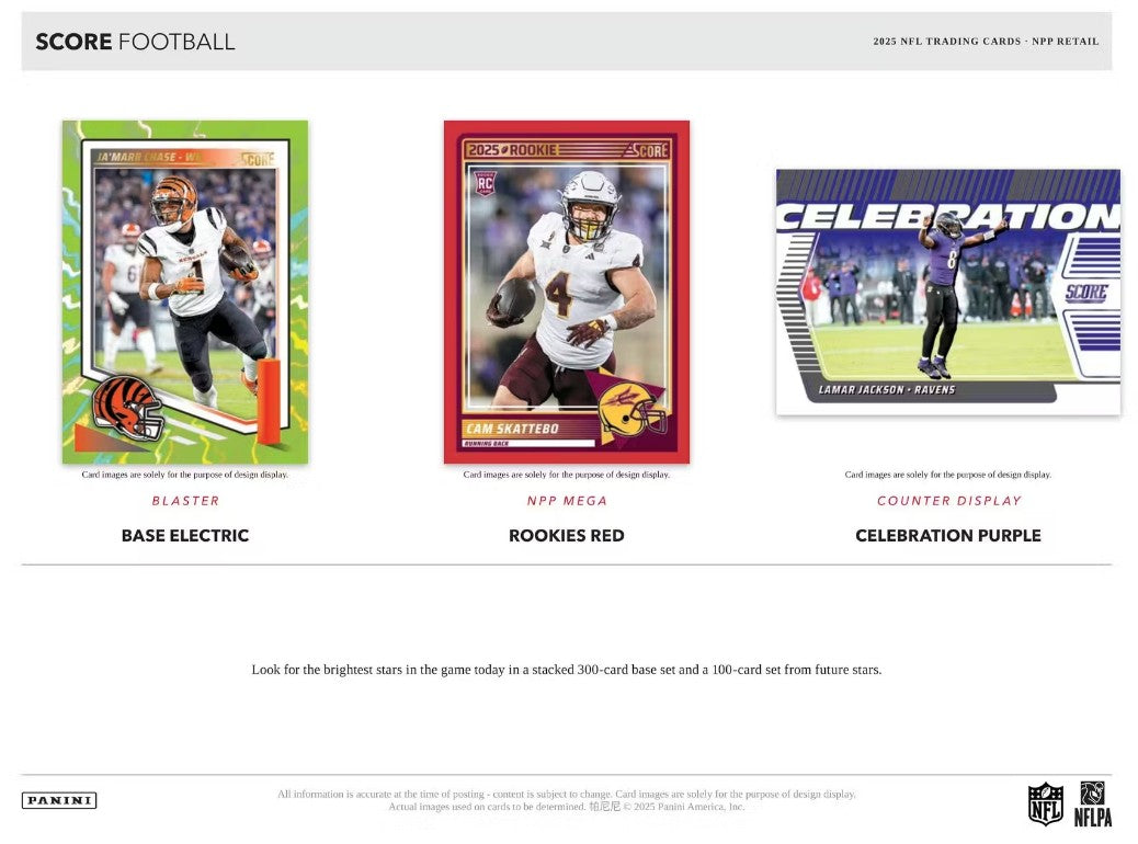 2025 SCORE Sealed Football Card Huge MEGA Box, 150 Cards, Plus Mahomes Card-Sized Print