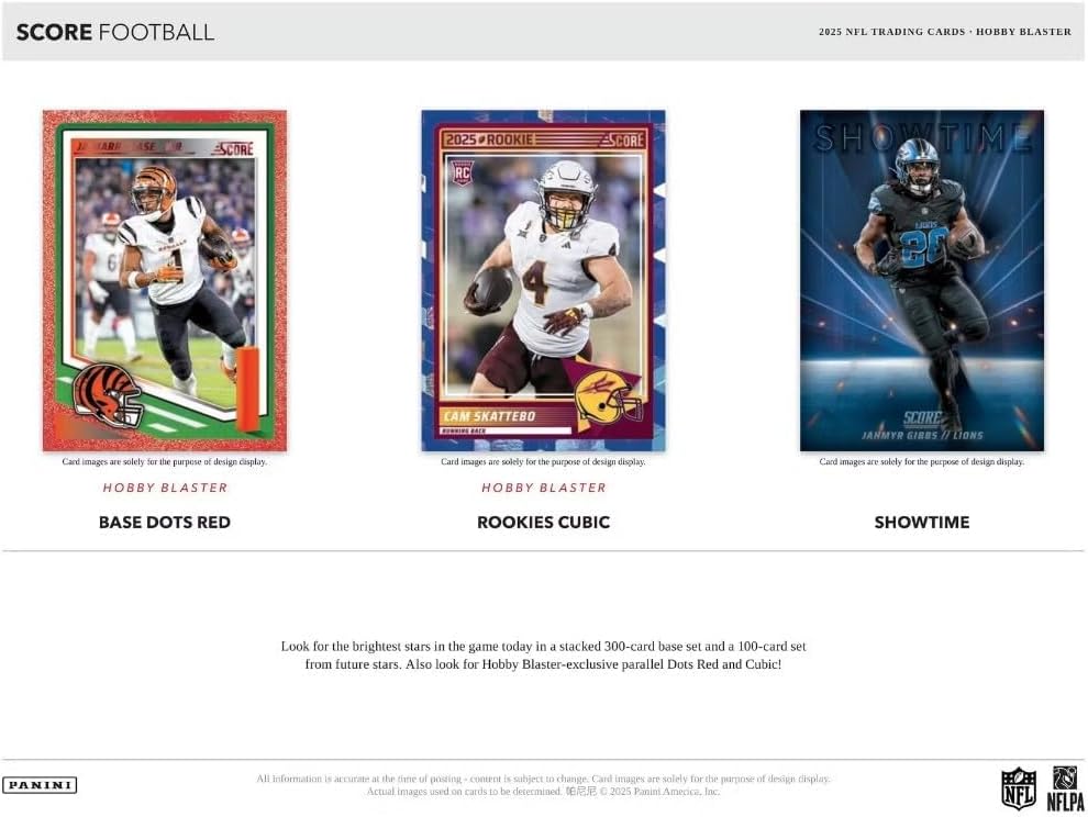2025 SCORE Football Cards 3 FACTORY SEALED PACKs, 45 CARDS, Plus Mahomes Card-Sized Print