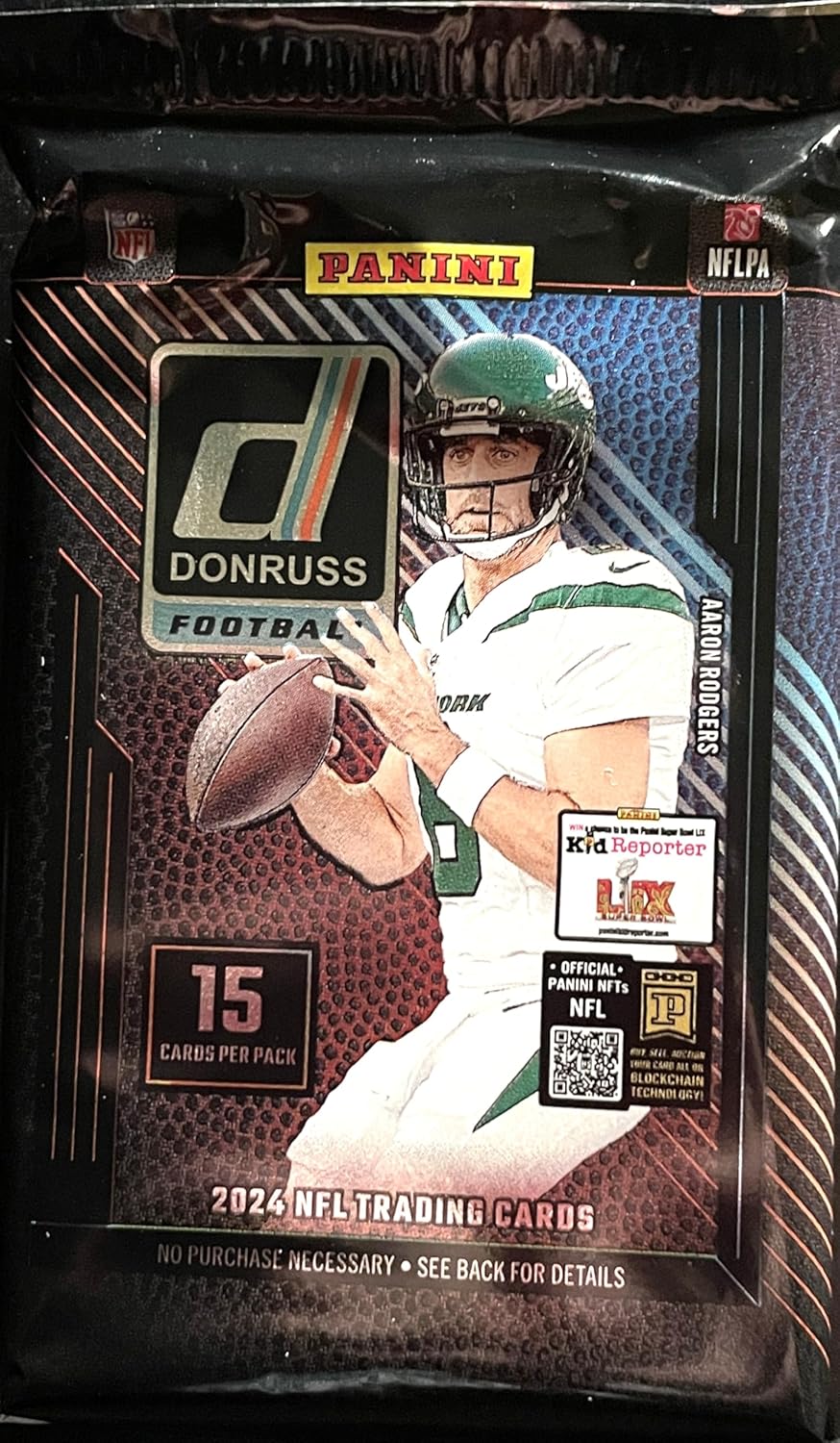 NEW 2024 Panini Donruss Sealed Football Card Pack, 15 Cards, Plus Patrick Mahomes Card-Sized MVP Print