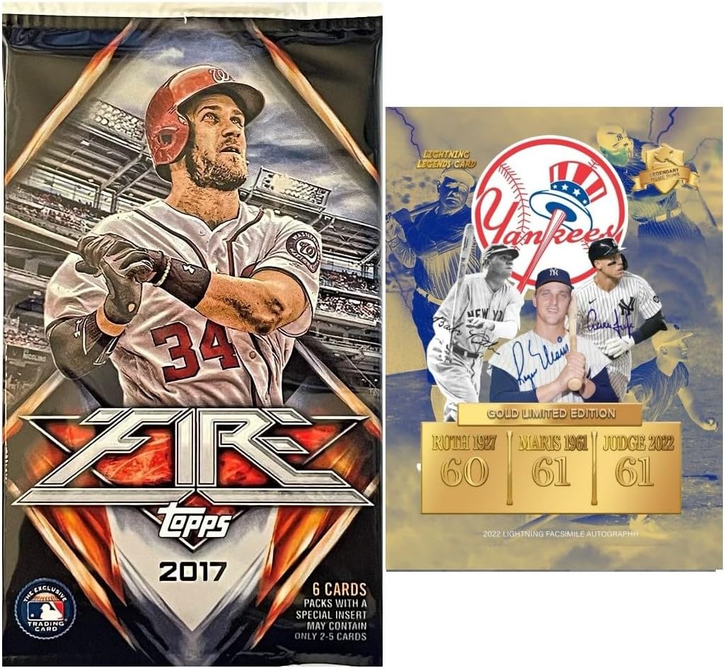 2017 Topps Fire Baseball Factory Sealed HOBBY Pack, Chance for AARON JUDGE Rookie Autograph Card, Plus Custom JUDGE Card