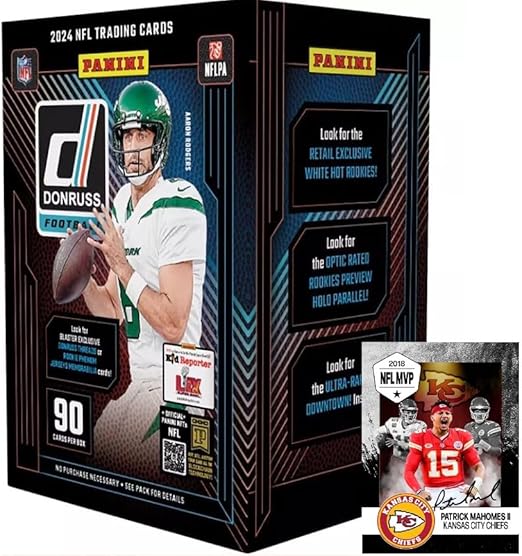 2024 Panini DONRUSS Football Card Blaster Box, 90 Cards - Plus Novelty Patrick Mahomes Card