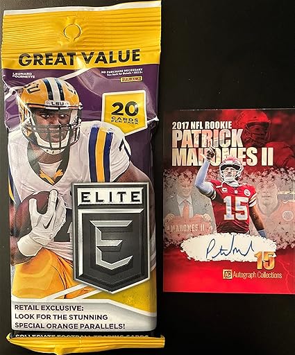 2017 Panini ELITE Draft Picks FOOTBALL Card FAT PACK, Plus a Custom Novelty Mahomes Card