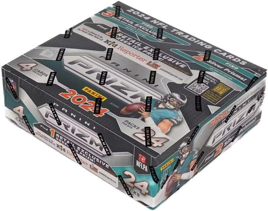 2024 Panini PRIZM Sealed Football Card HUGE Retail Box, 96 Cards, 3 Black and White Checker Prizms, 2 Silver Prizms!