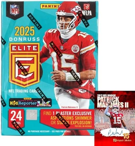 2025 DONRUSS ELITE Sealed Football Card Blaster Box, 24 Cards, Plus Mahomes Card-Sized Print