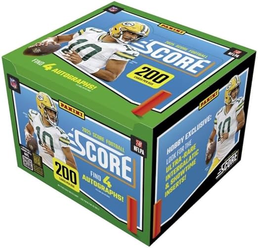 NEW 2025 PANINI SCORE Football Card HOBBY Box, 200 Cards, 4 Autographs Per Box