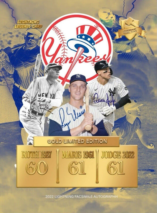AARON JUDGE, ROGER MARIS, BABE RUTH Commemorative Baseball Card CUSTOM Made Novelty Baseball Card Depicting His Record Tying 61 HOME RUNS
