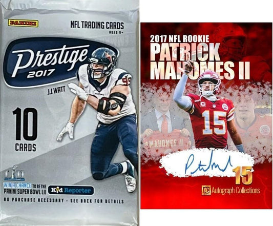 2017 Panini PRESTIGE Football Card Pack, 10 Cards, Plus Novelty Mahomes Card