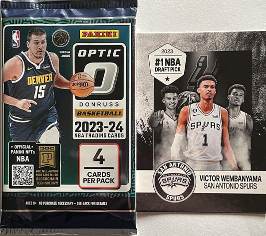 2023-24 Panini DONRUSS OPTIC Basketball PACK, Plus Custom Victor Wembanyama Card-Sized Print