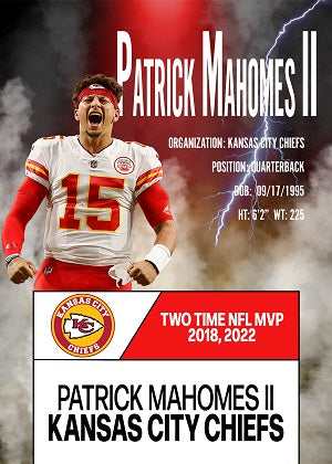 Patrick Mahomes Football Card Depicting His MVP Year - Facsimile Autograph