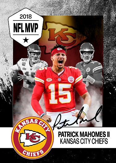 Patrick Mahomes Football Card Depicting His MVP Year - Facsimile Autograph