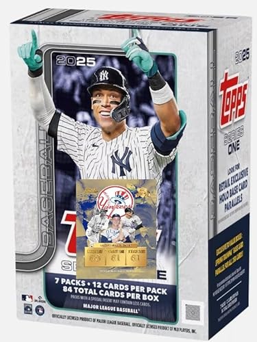 2025 Baseball Series 1 Trading Card Box w/ 84 Cards, Bonus Custom Made Aaron Judge Card Included