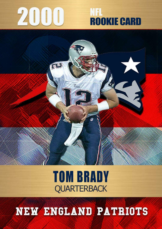 TOM BRADY Football Card Depicting His 2000 Rookie Year