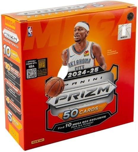 2024-25 Panini PRIZM Basketball MEGA Box, 10 Mega EXCLUSIVE Pink Ice Prizms Per Box, Plus Custom MJ Basketball Card.